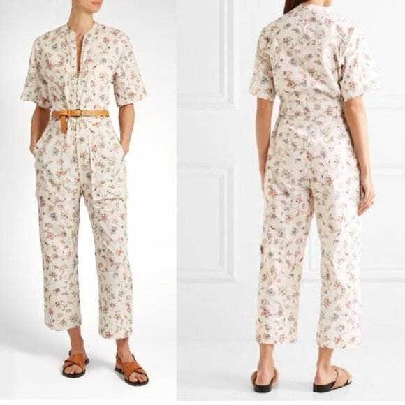 Isabel Marant Talma White Floral 100% Cotton Jumpsuit EU Size 36 NWOT - Picture 1 of 13